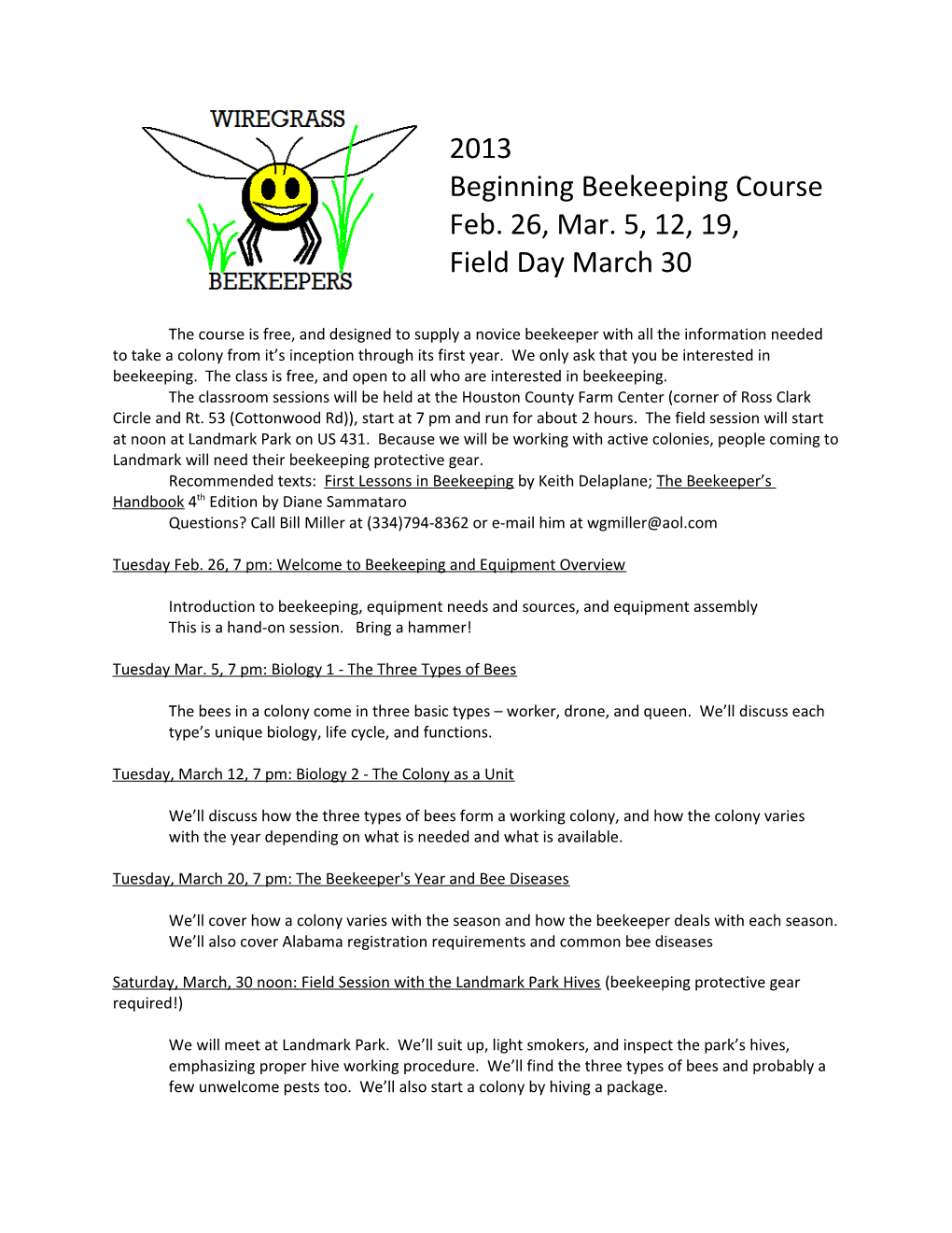 Beginning Beekeeping Course