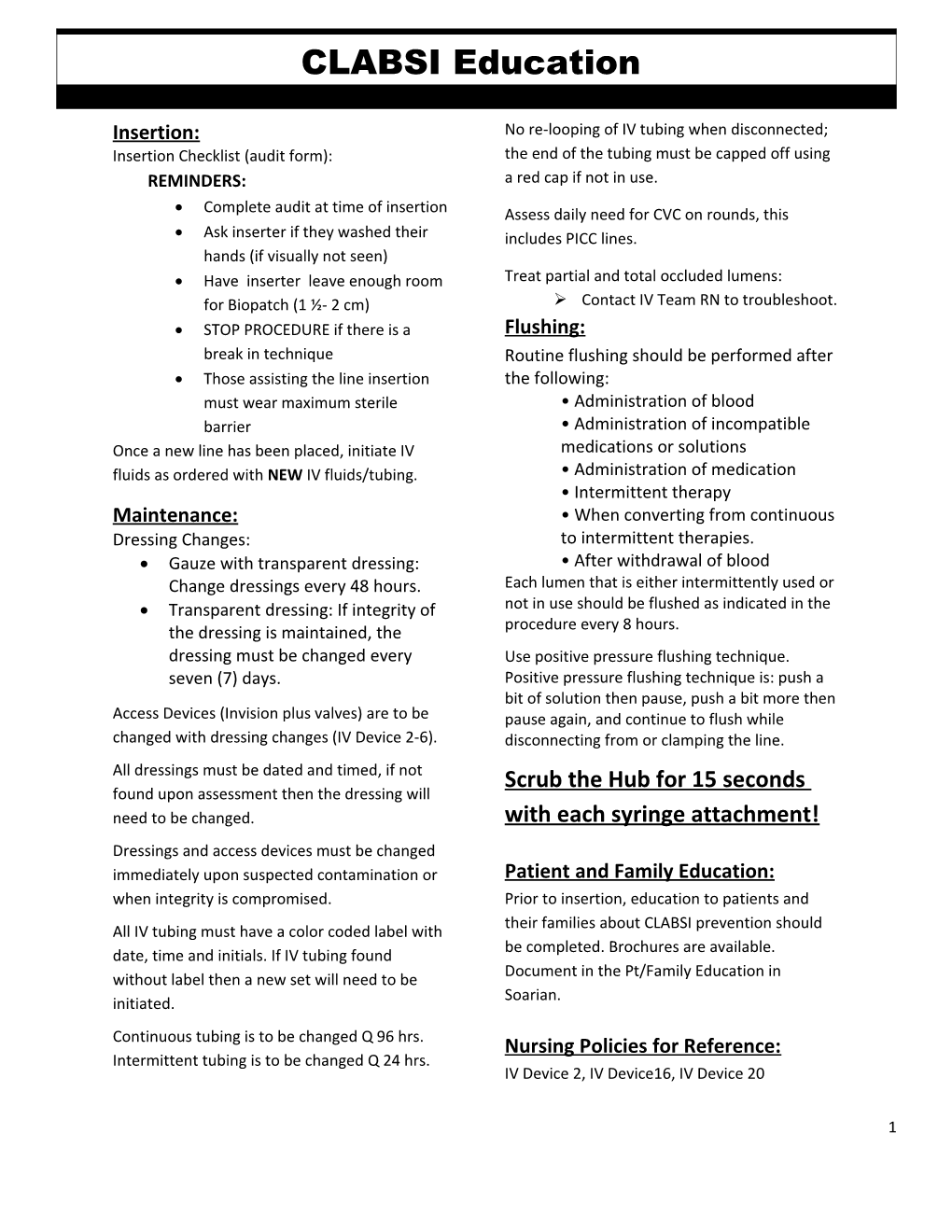 Insertion Checklist (Audit Form)