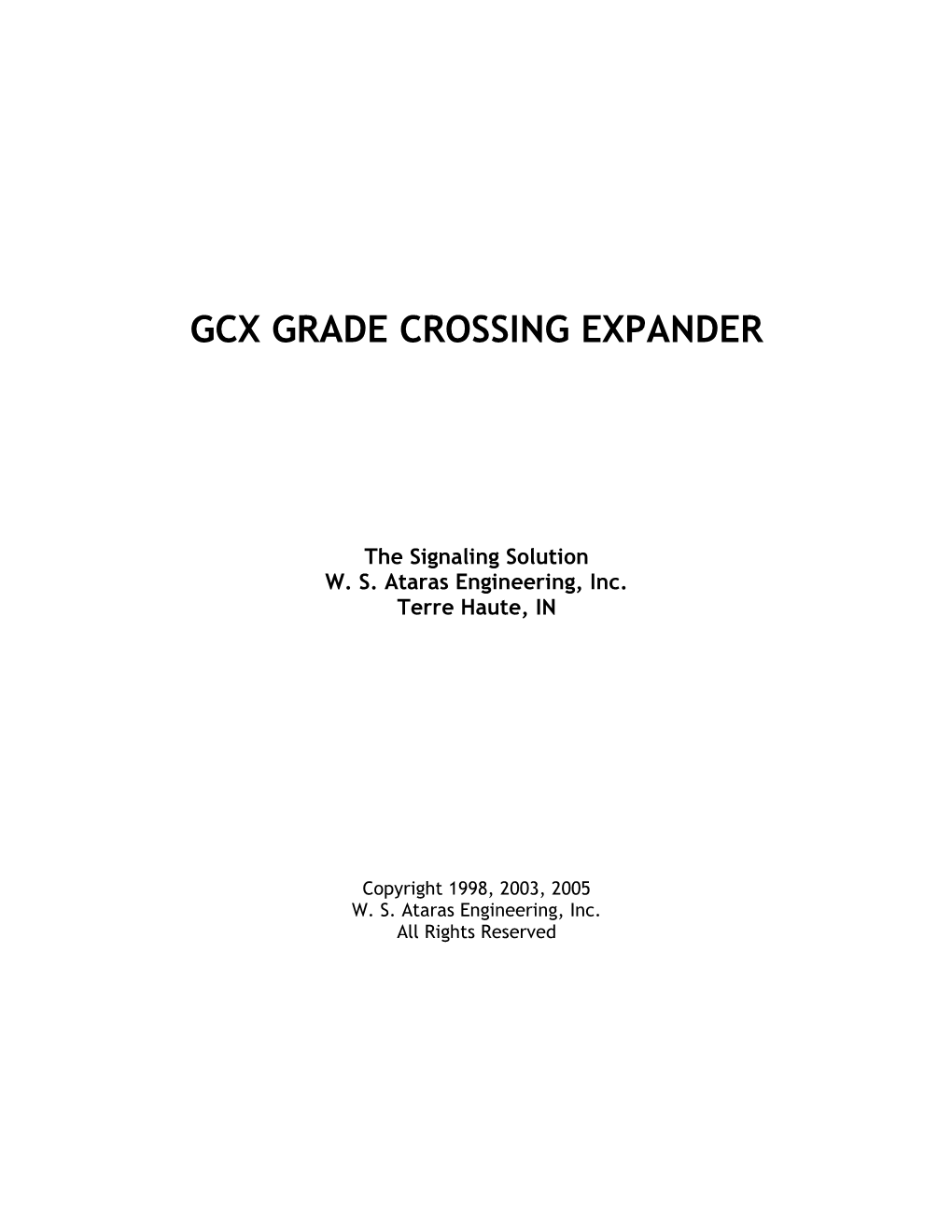 Grade Crossing Controller Manual