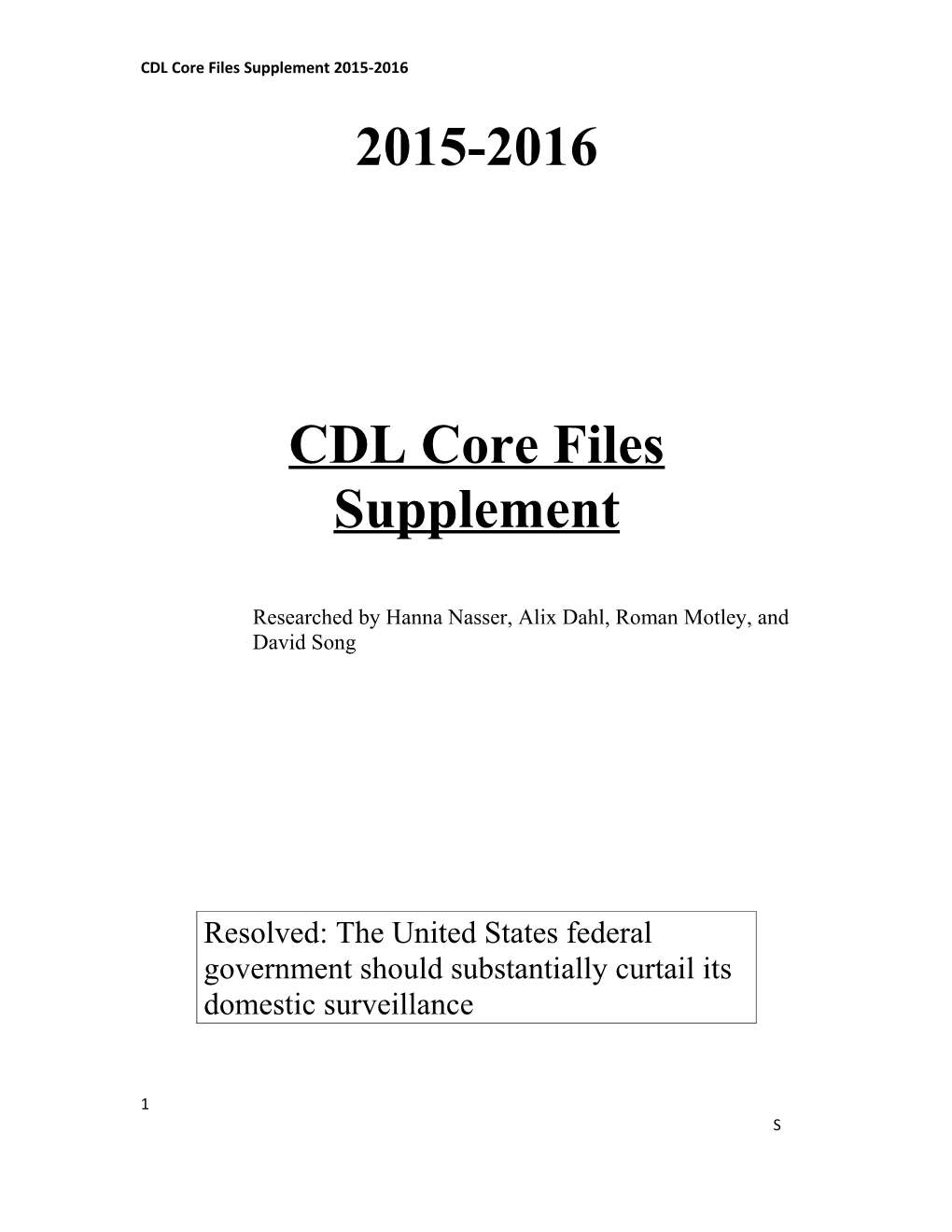 CDL Core Files Supplement