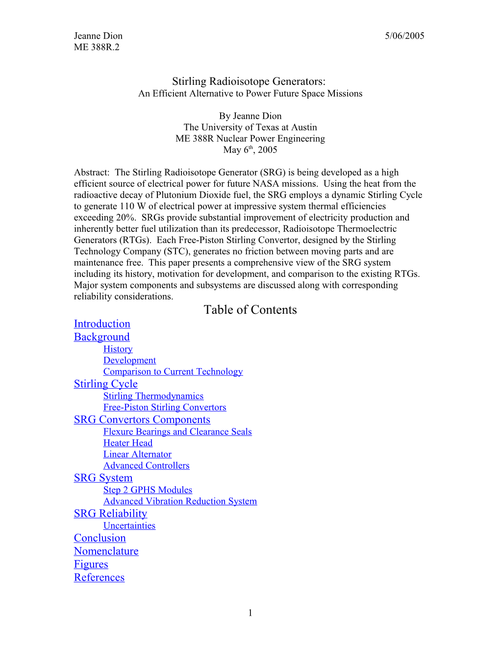 Stirling Radioisotope Generators