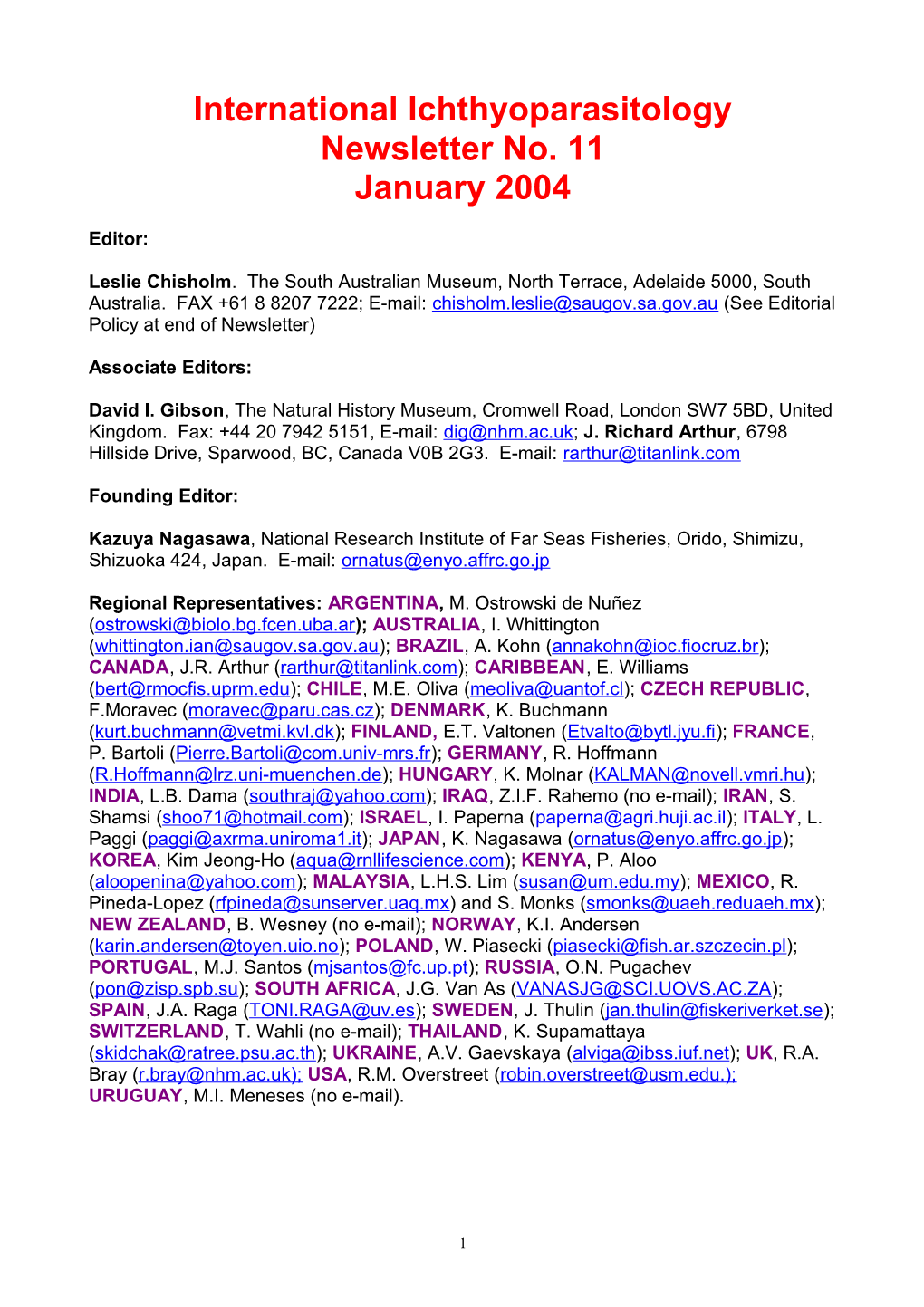 International Ichthyoparasitology s1