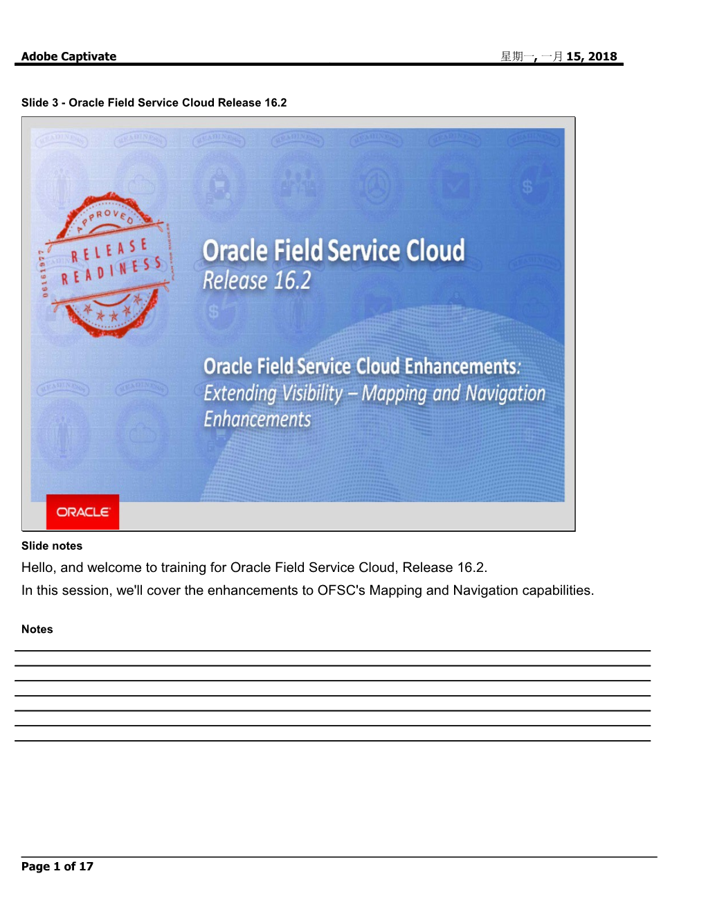 Slide 3 - Oracle Field Service Cloud Release 16.2