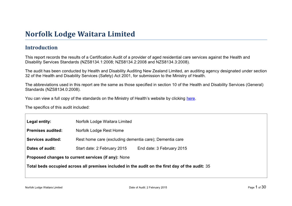 Norfolk Lodge Waitara Limited