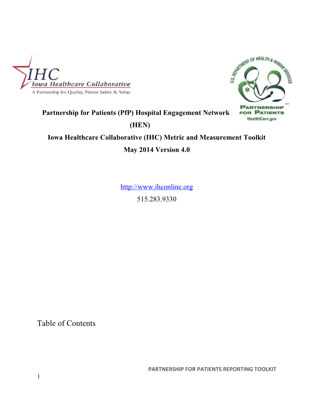 Partnership for Patients Reporting Toolkit