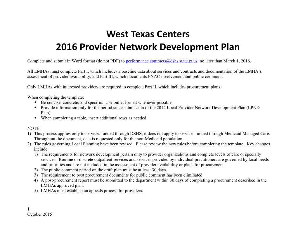 Local Service Plan Guideline