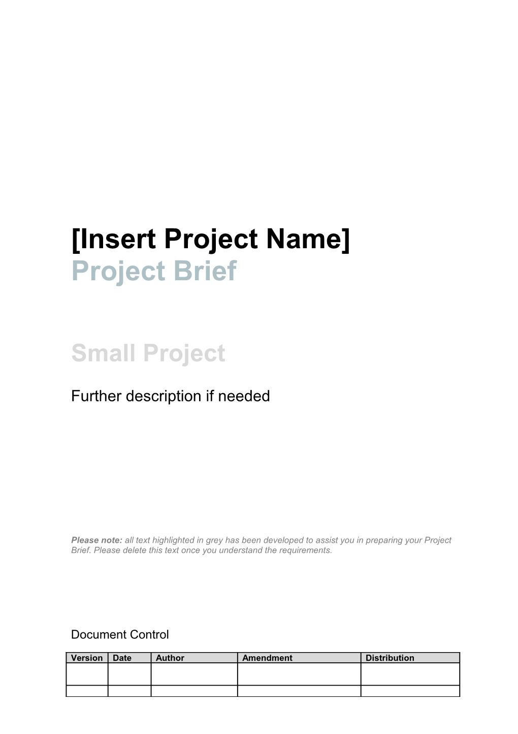 Project Brief Template- Small Project