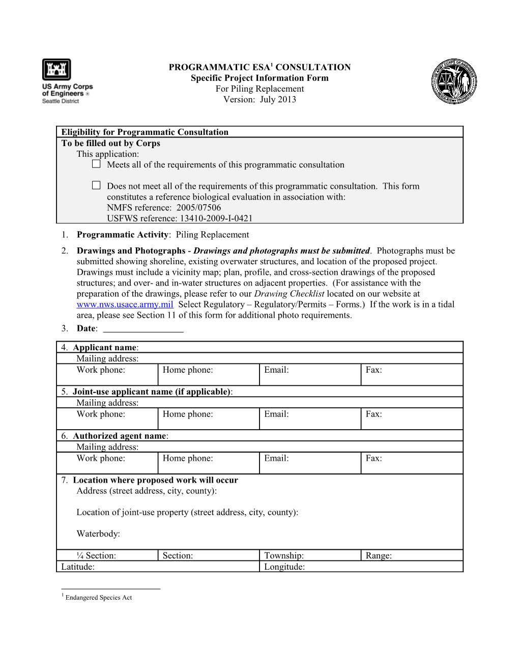 Specific Project Information Form (Spif)