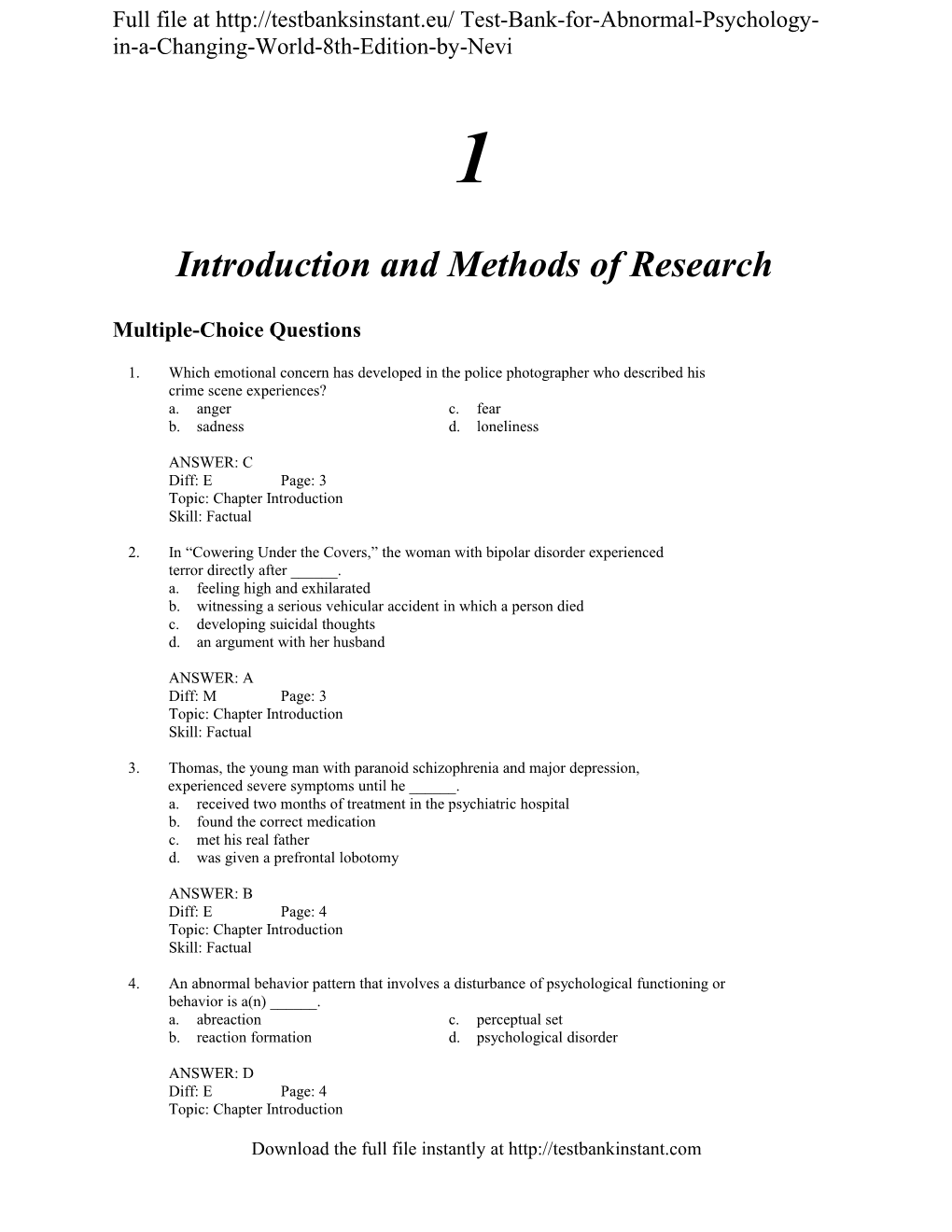 Full File at Test-Bank-For-Abnormal-Psychology-In-A-Changing-World-8Th-Edition-By-Nevi