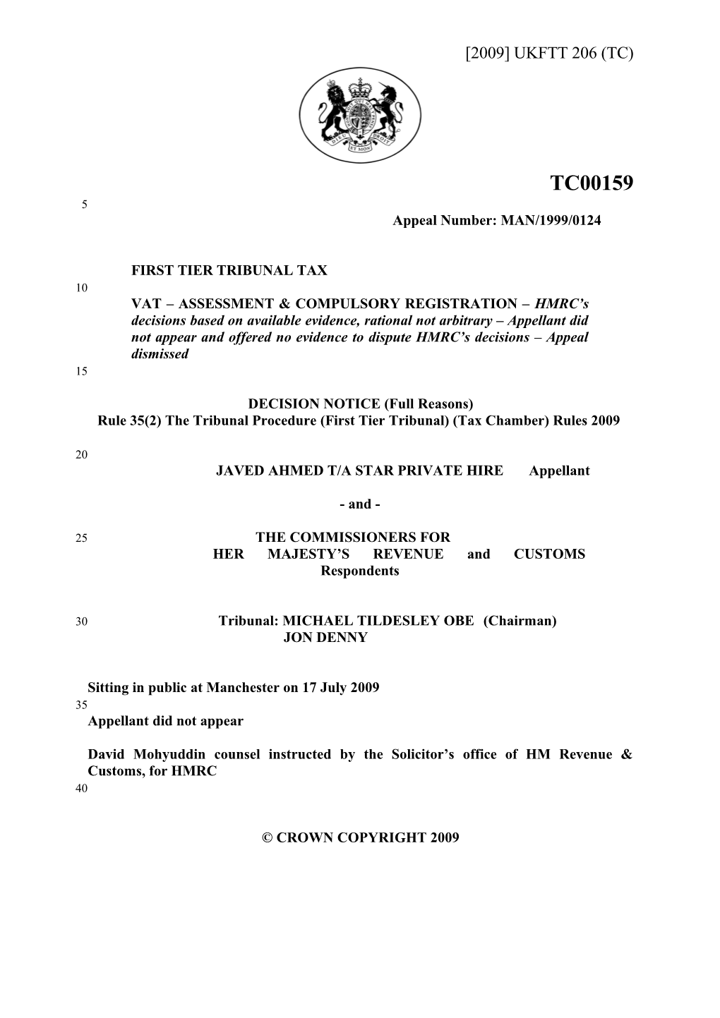 First Tier Tribunal Tax