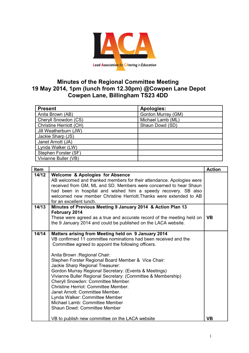 Minutes of the Regional Committee Meeting