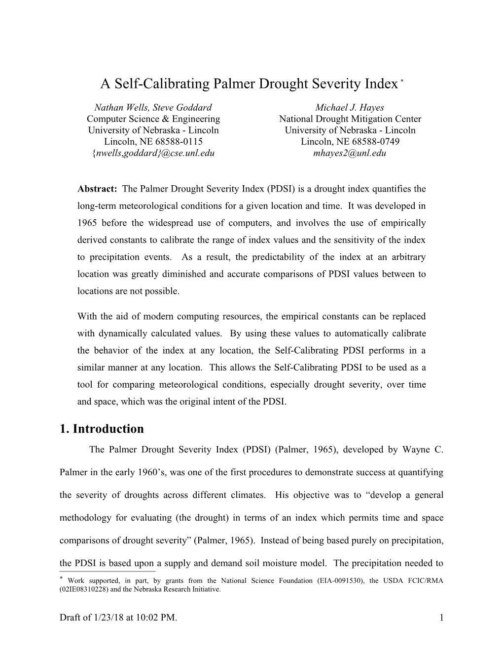 A Self-Calibrating Palmer Drought Severity Index