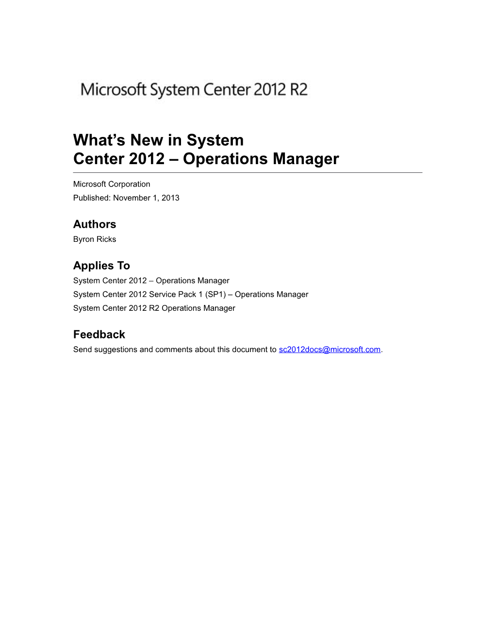 What S New in System Center2012 Operations Manager