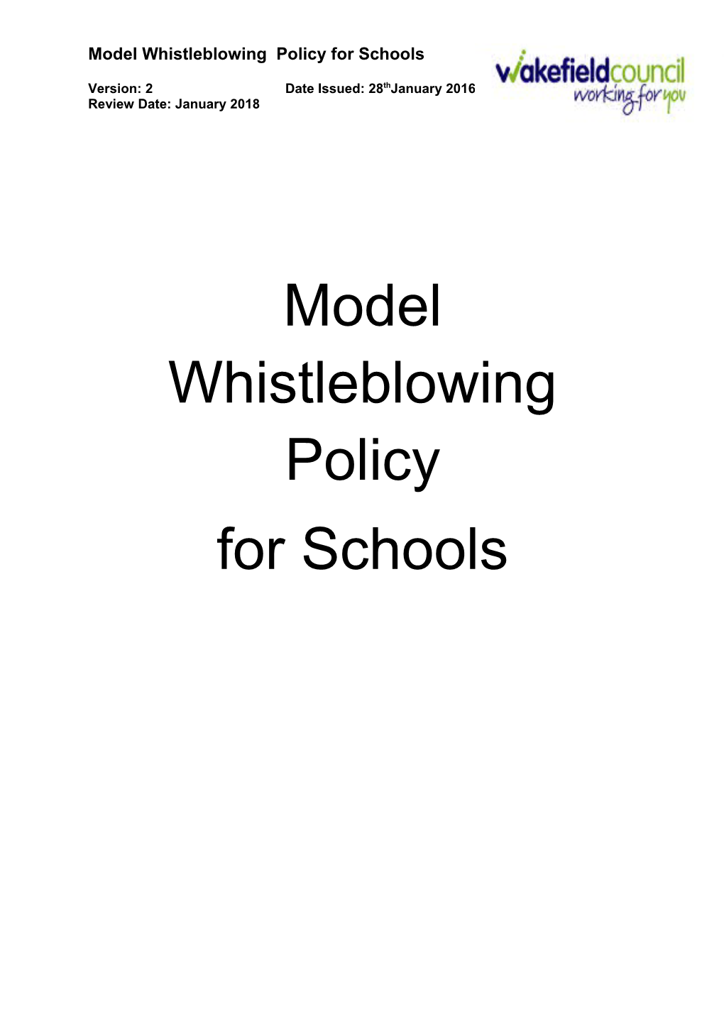 Model Whistleblowing Policy for Schools