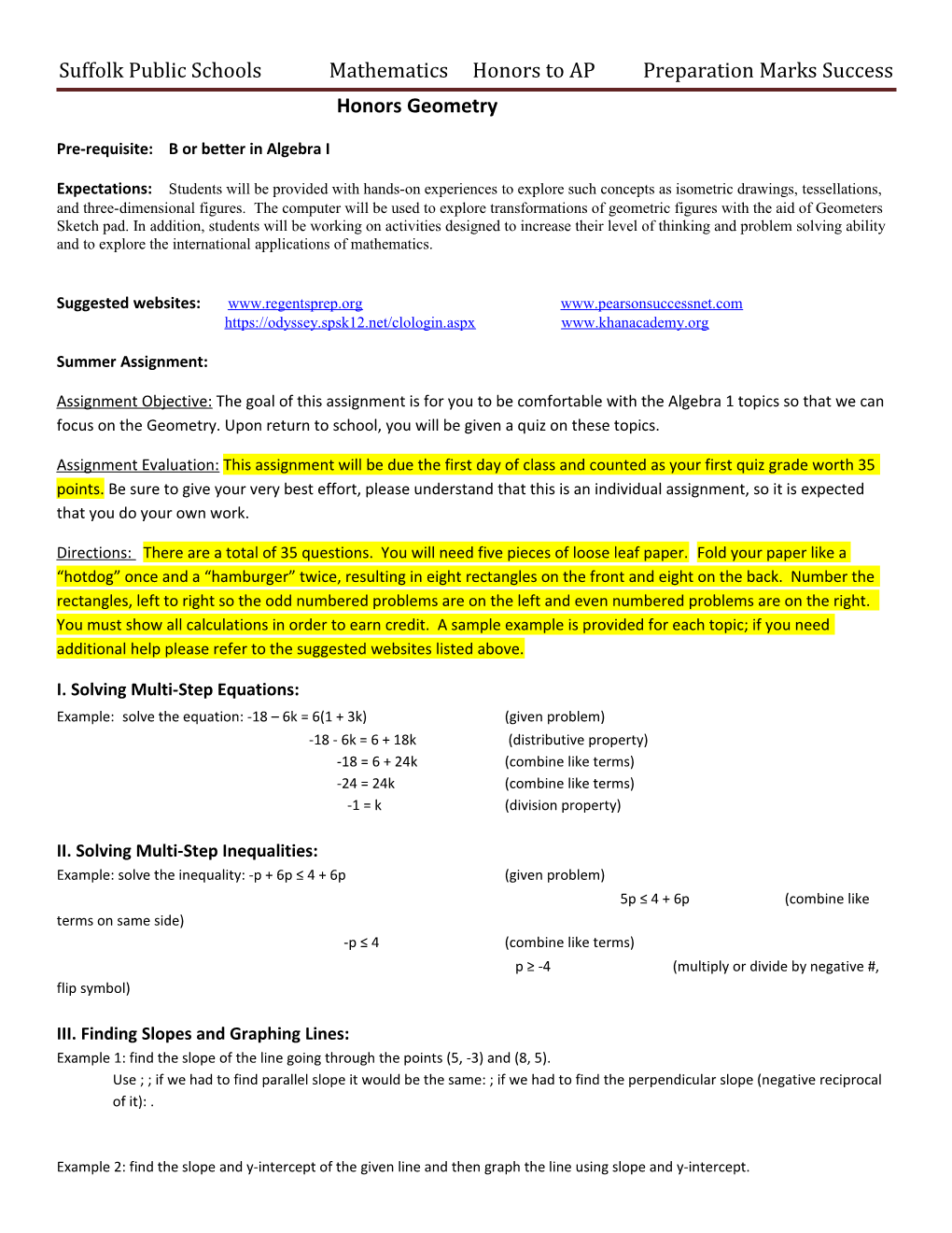 Suffolk Public Schools Mathematics Honors to AP Preparation Marks Success