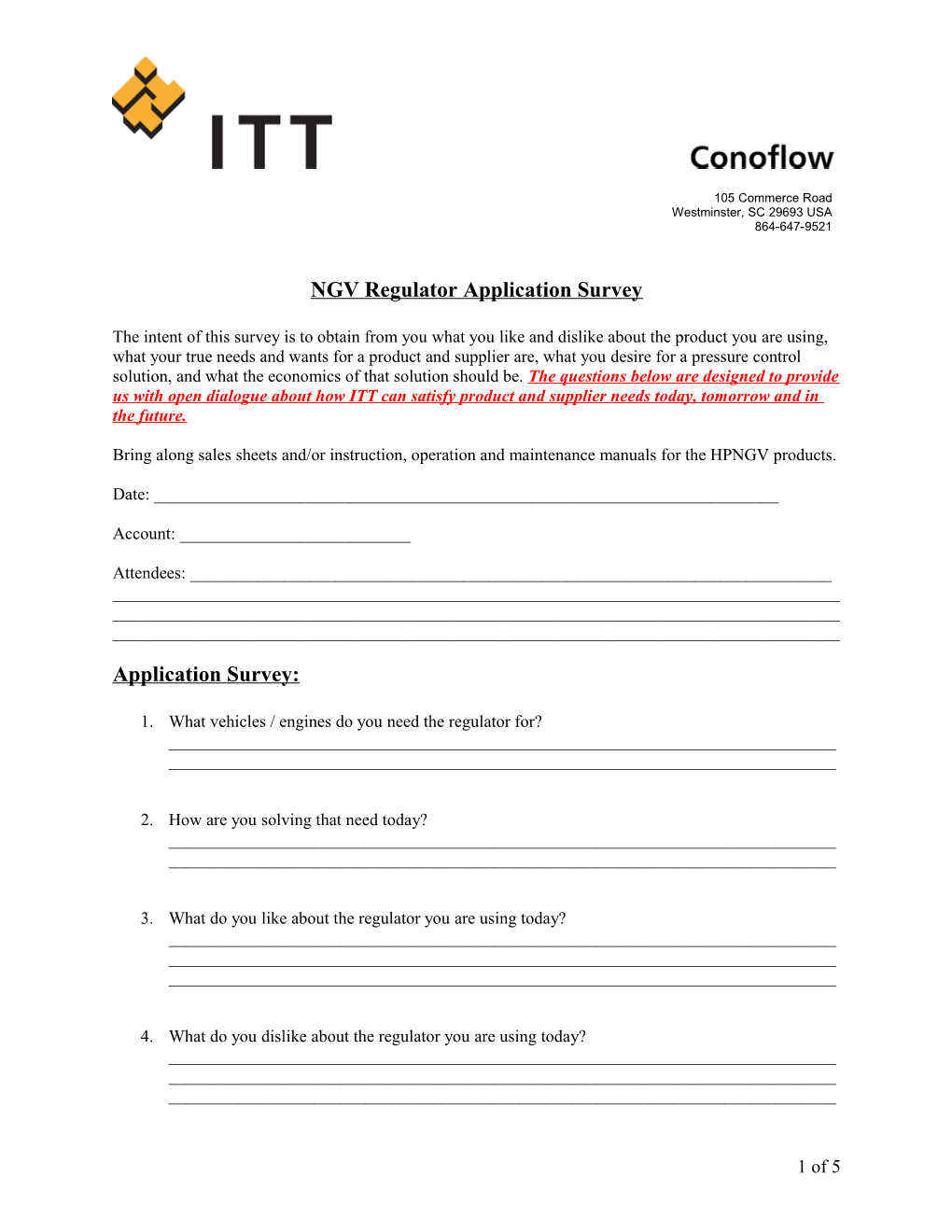 NGV Regulator Application Survey