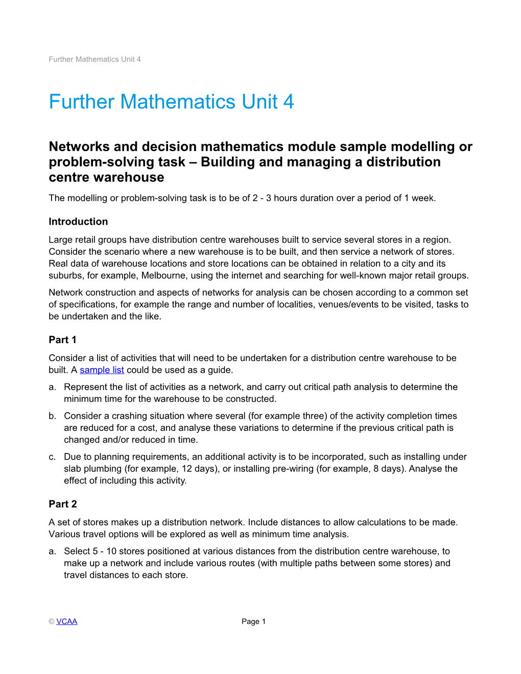 Mathematical Methods Unit 4