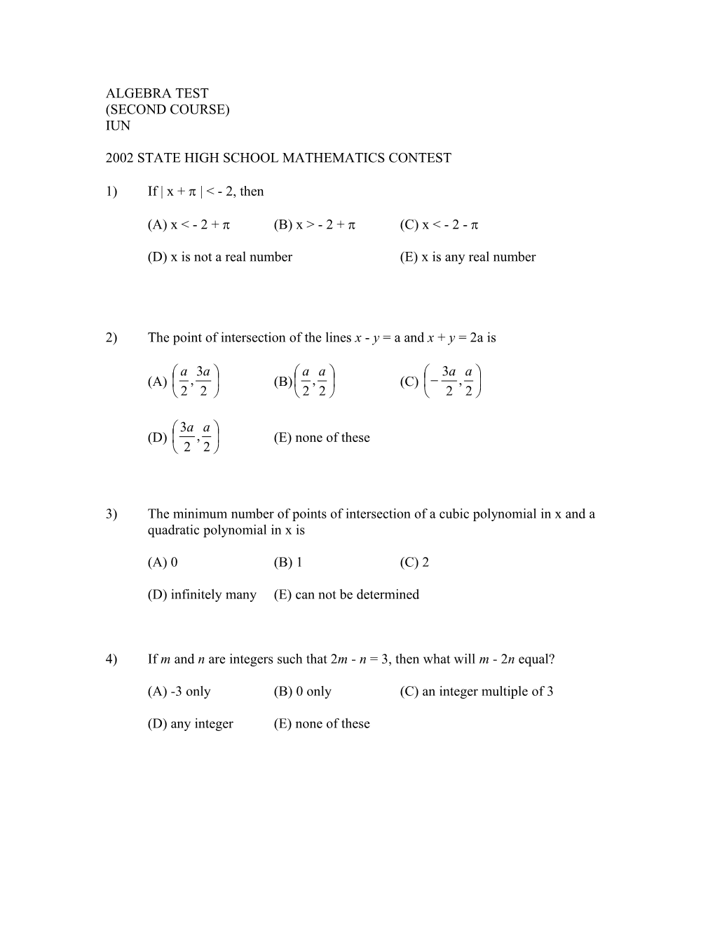 2002 State High School Mathematics Contest