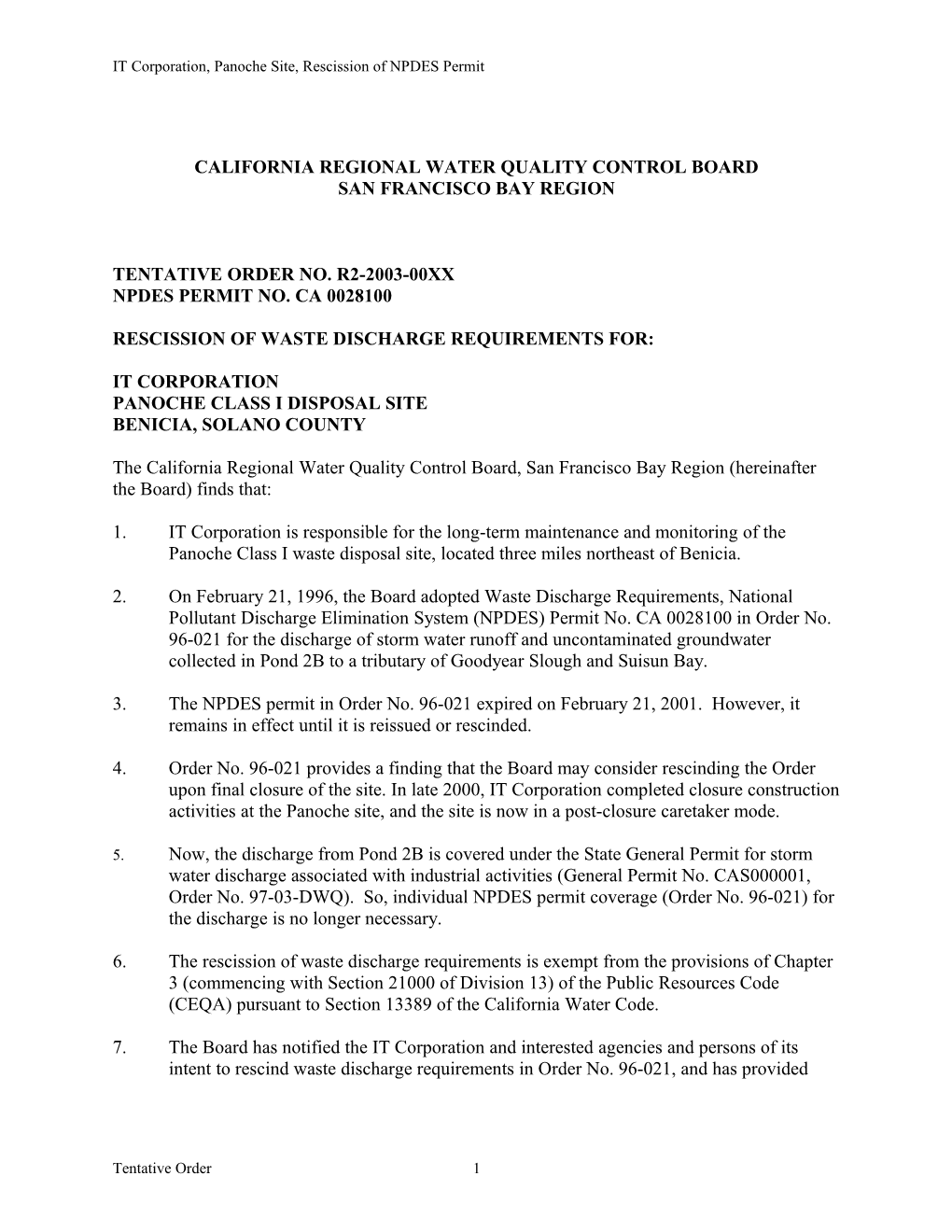 California Regional Water Quality Control Board s110