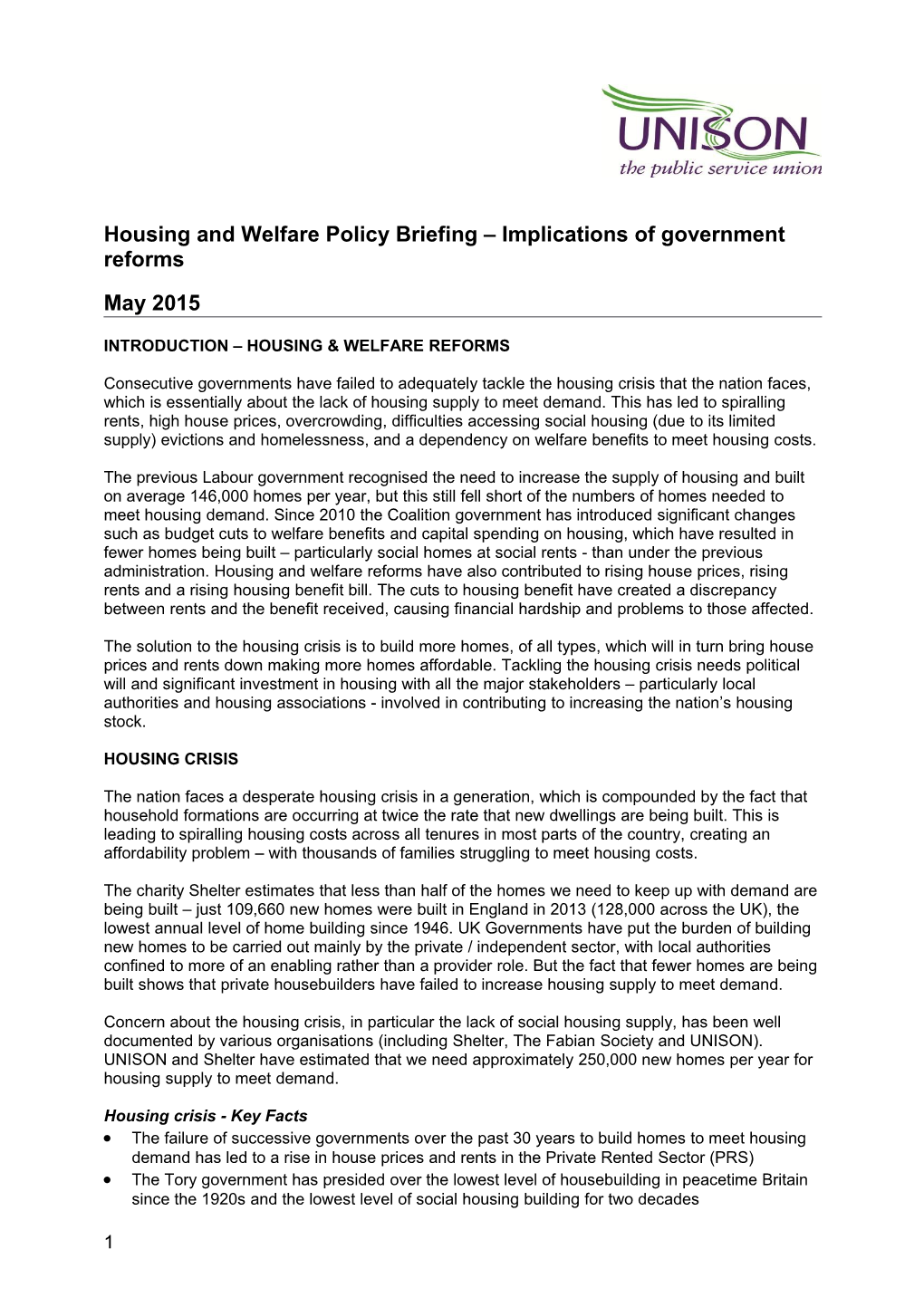 Housing Policy Briefing