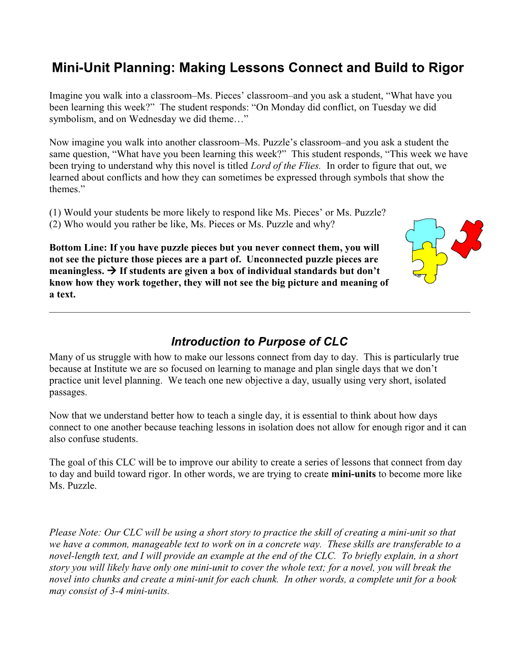 Making Lessons Connect and Build to Rigor