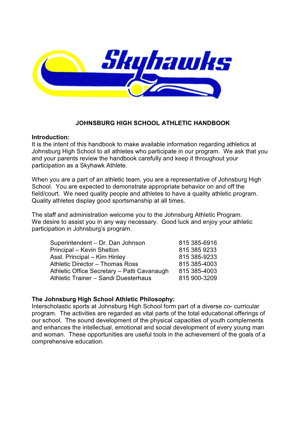 Johnsburg High School Athletic Handbook