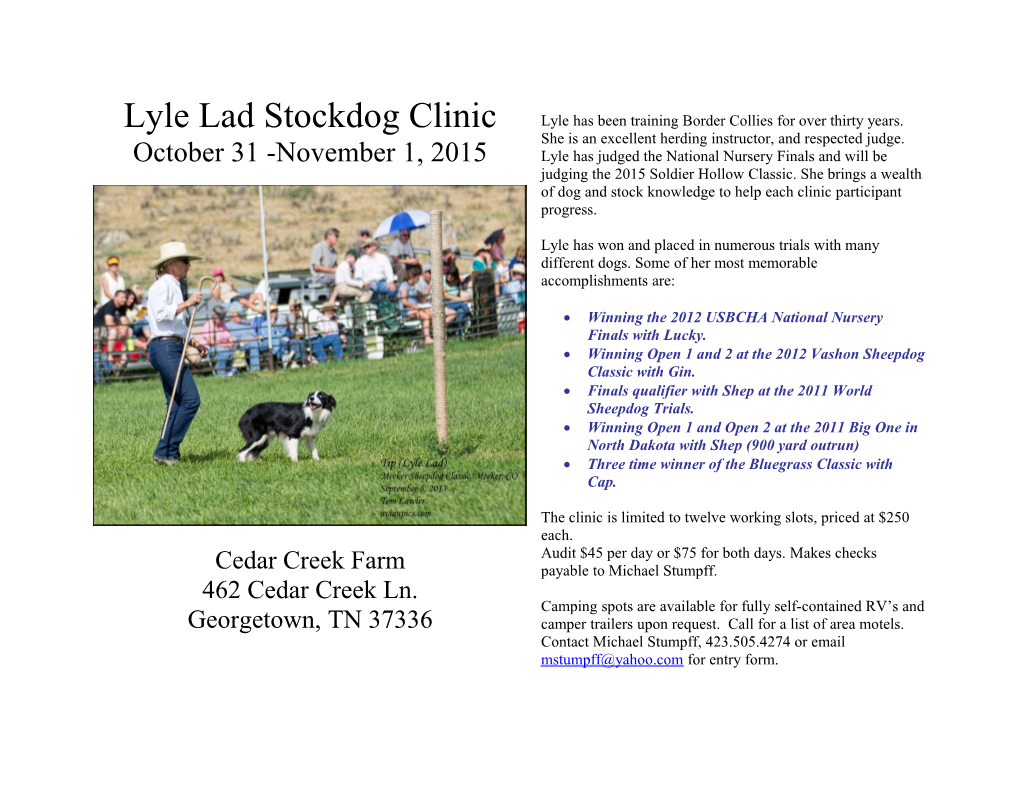 Lyle Lad Stockdog Clinic