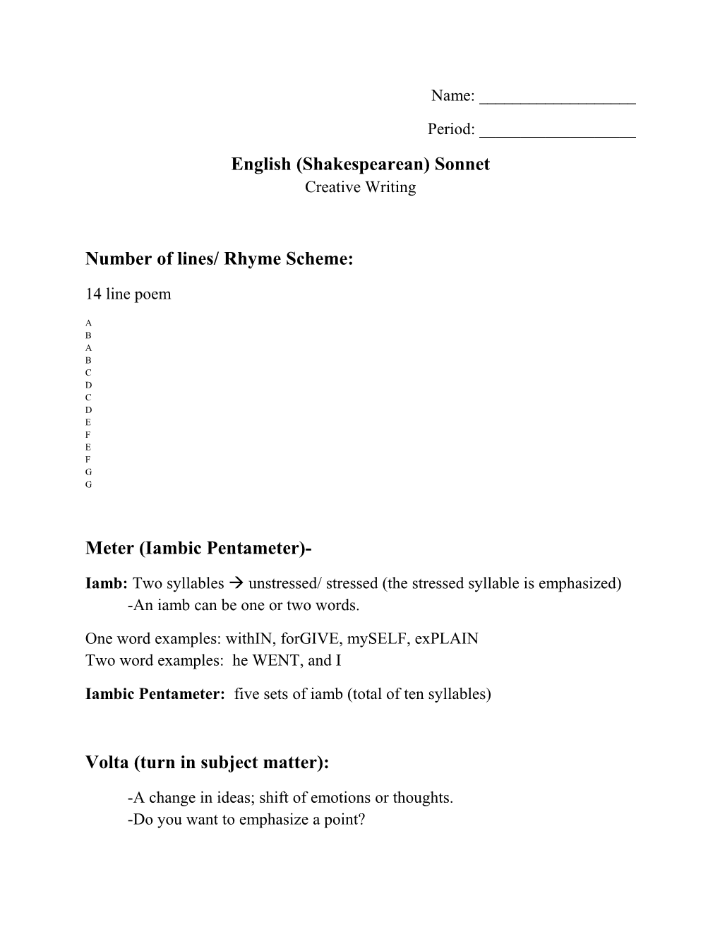 Number of Lines/ Rhyme Scheme