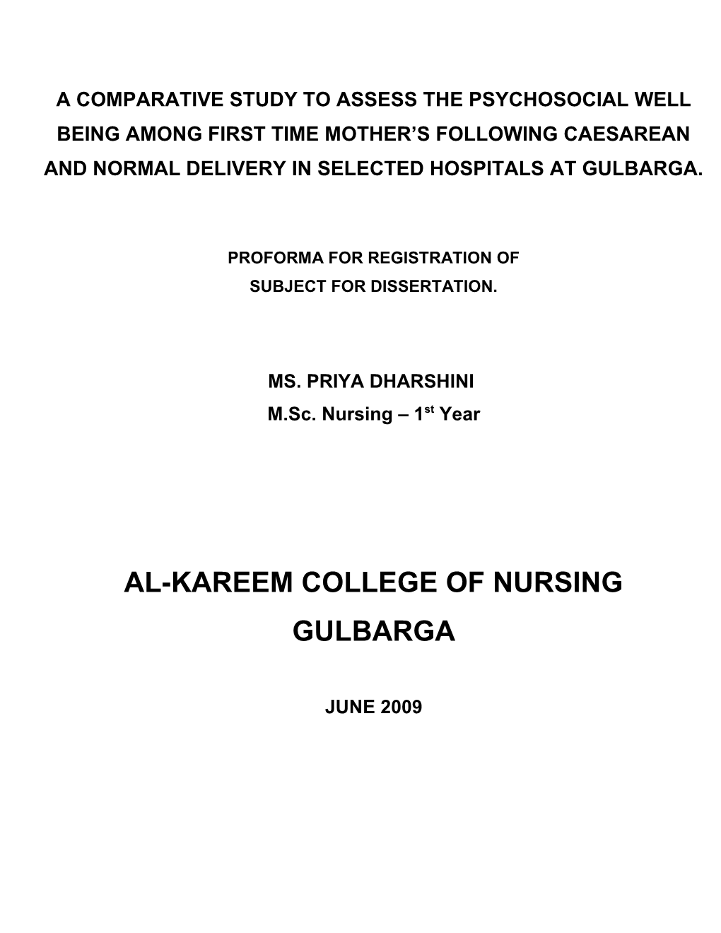 A Comparative Study to Assess the Psychosocial Well Being Among First Time Mother S Following