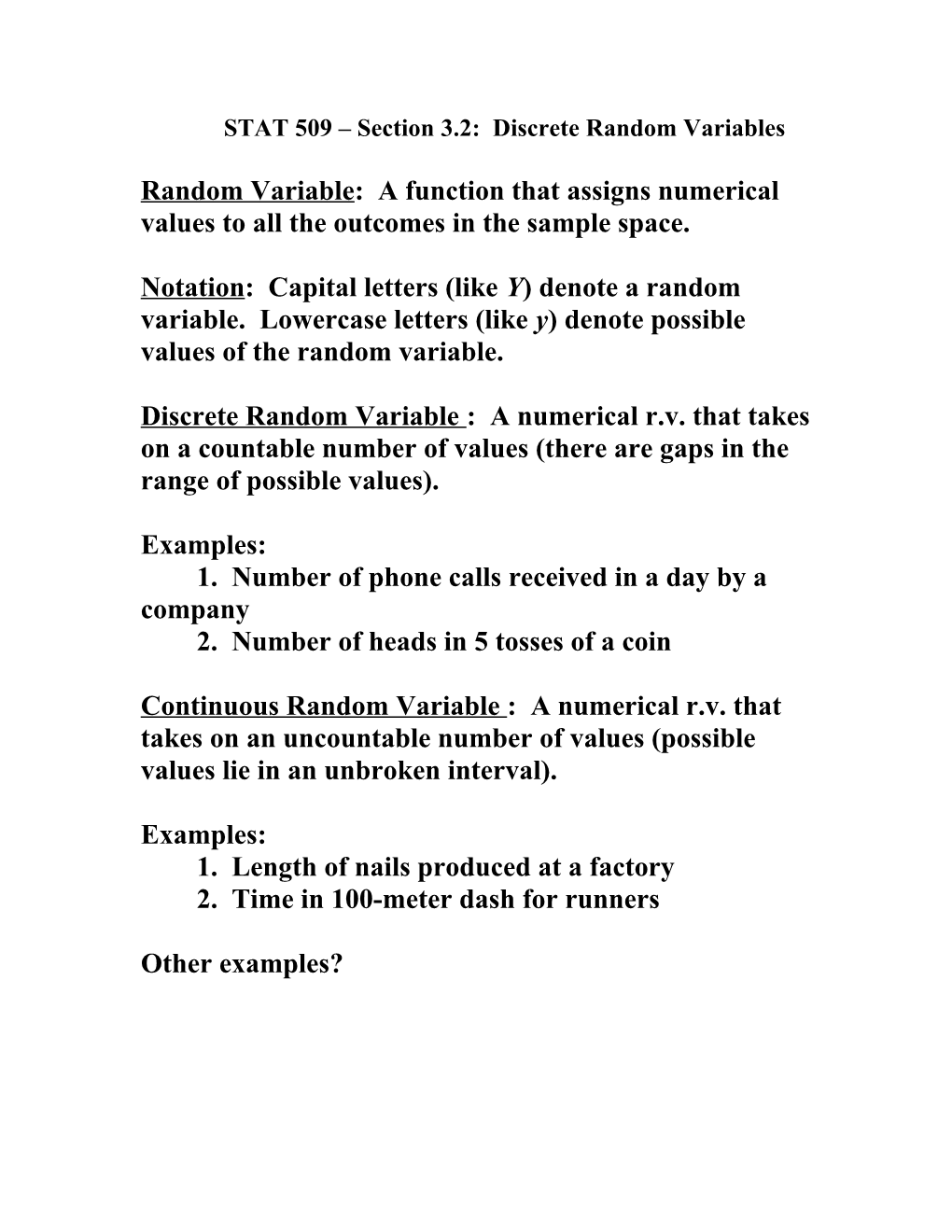STAT 515 Chapter 4: Discrete Random Variables