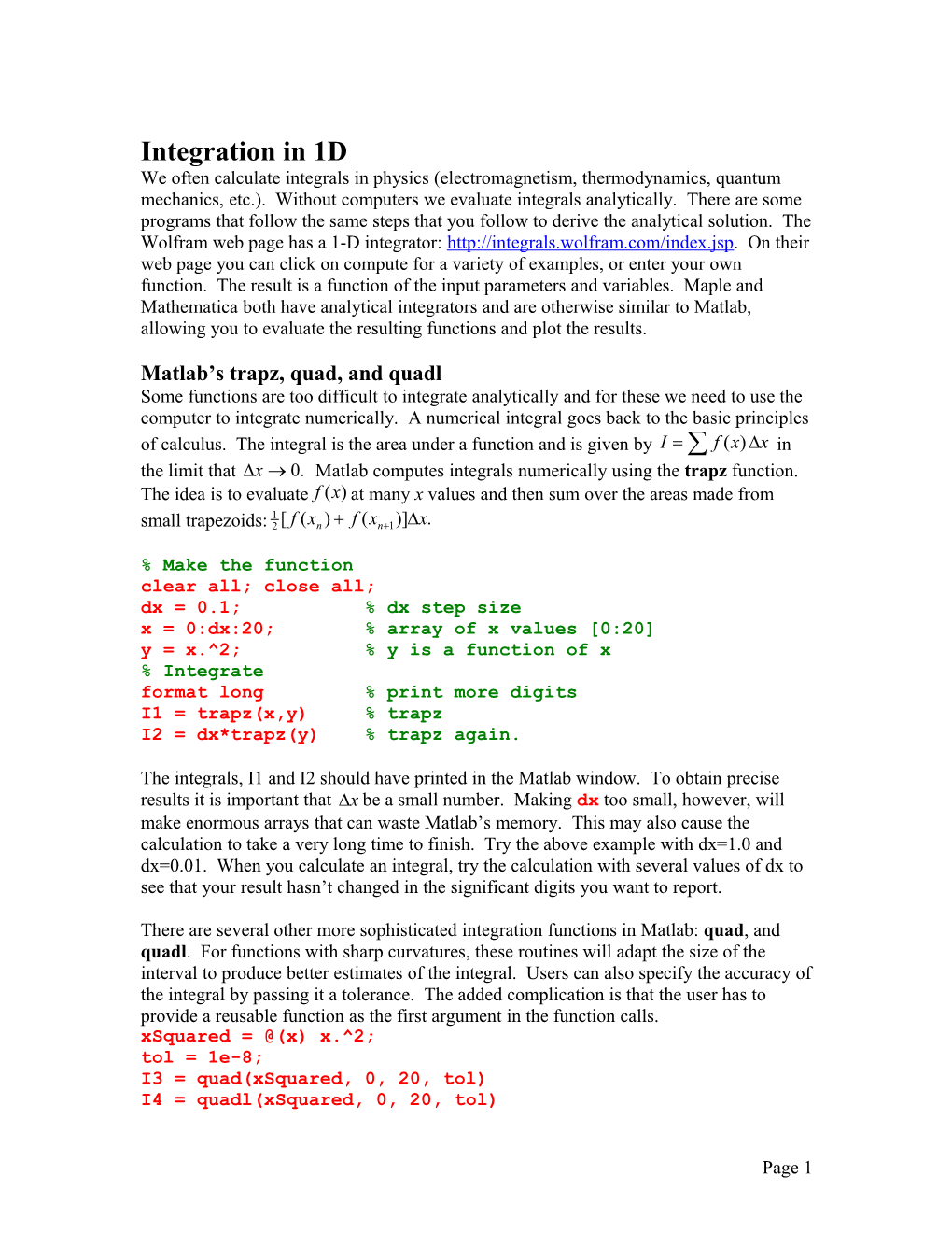 Integration Using the Built-In Int Command