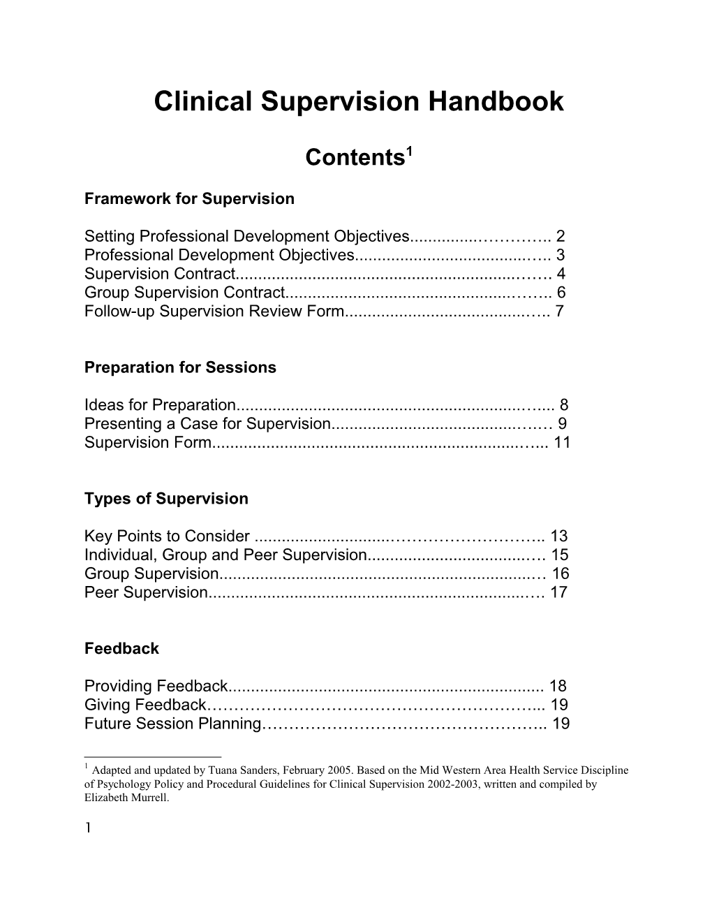 Clinical Supervision Handbook
