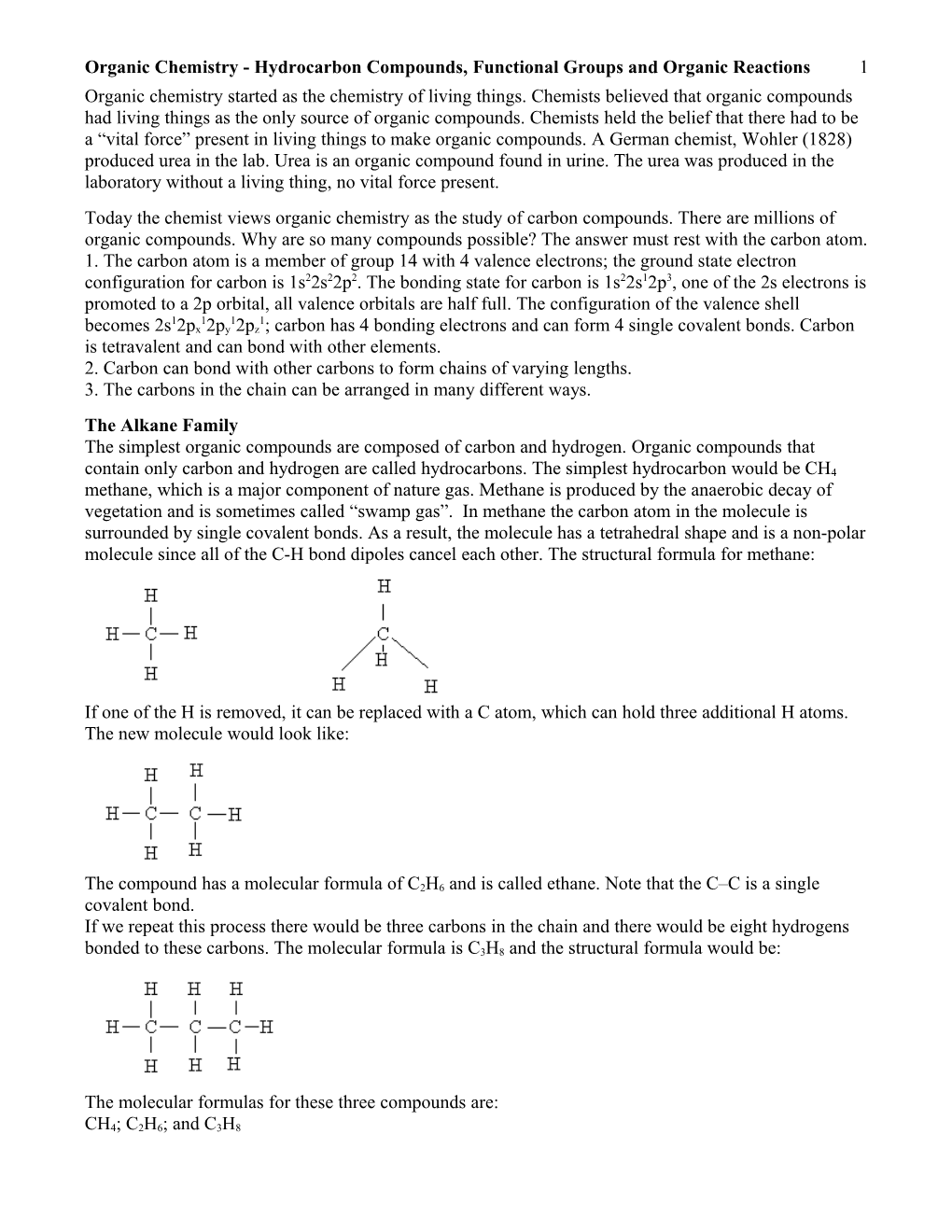 Organic Chemistry - Hydrocarbon Compounds, Functional Groups and Organic Reactions 9