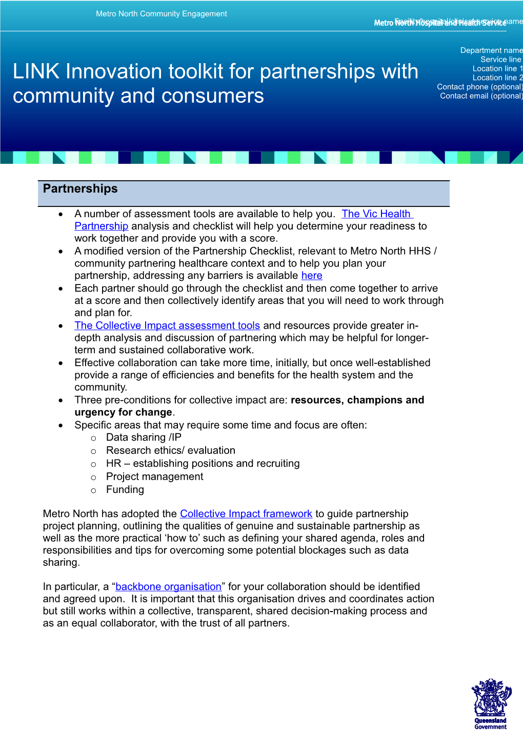 Metro North Hospital and Health Service Template