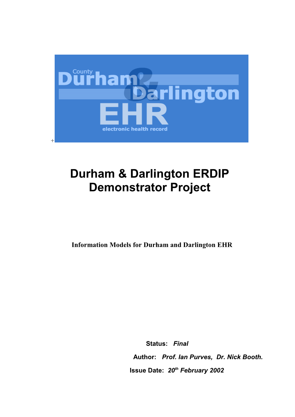 Durham and Darlington EHR Project - Information Models
