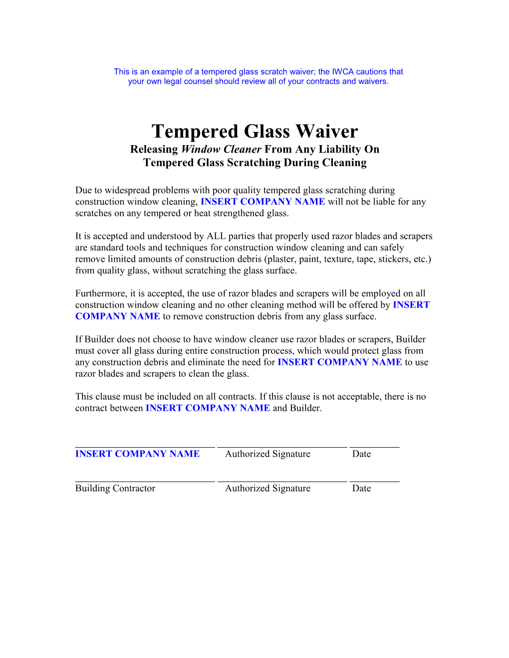 Tempered Glass Waiver