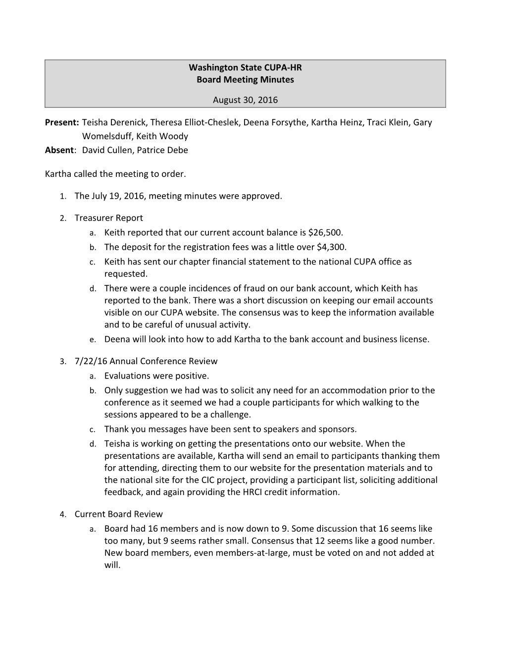 Washington State CUPA-HR Board Meeting Minutes