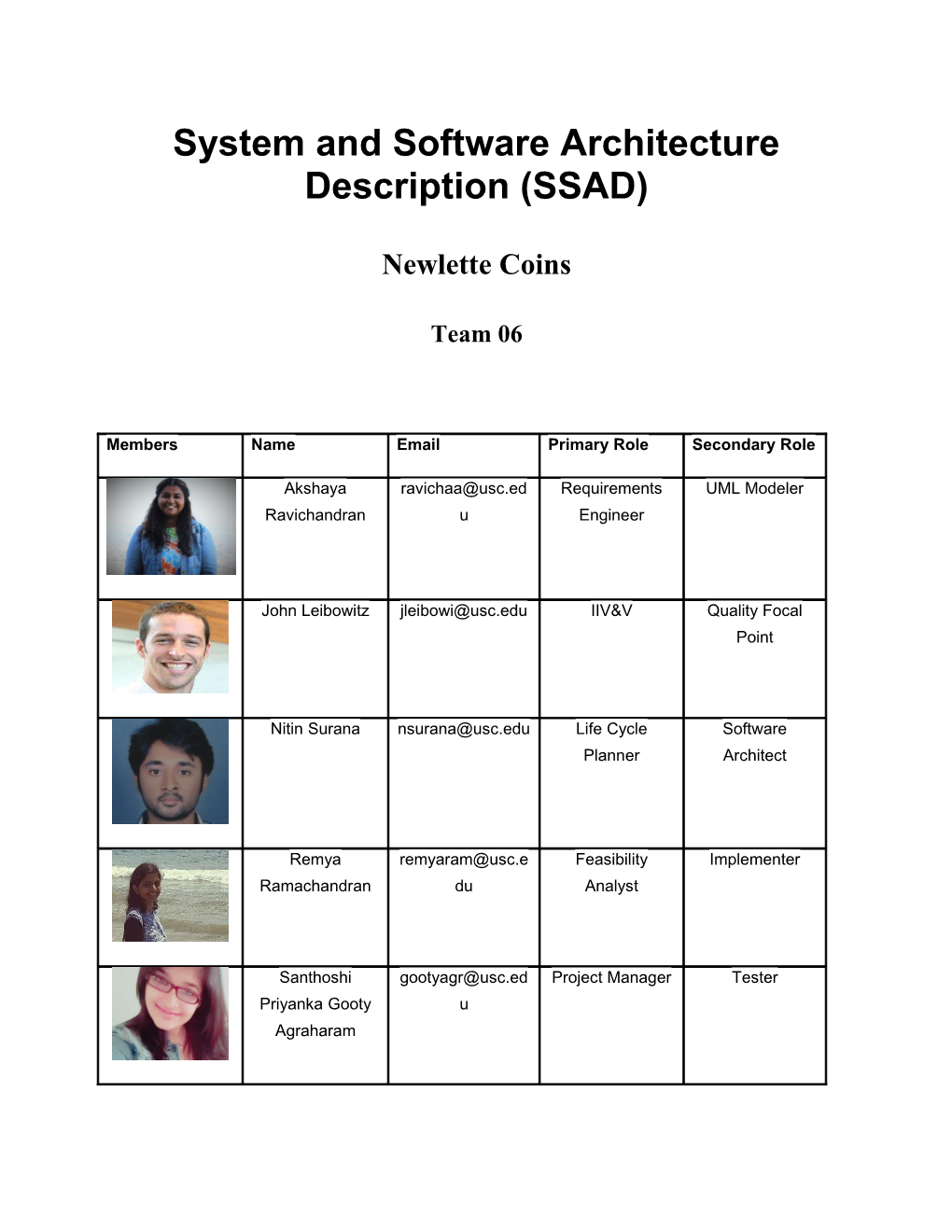 System and Software Architecture Description (SSAD)