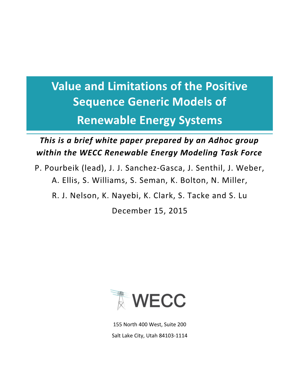 White Paper Generic Model Limitations December 2015