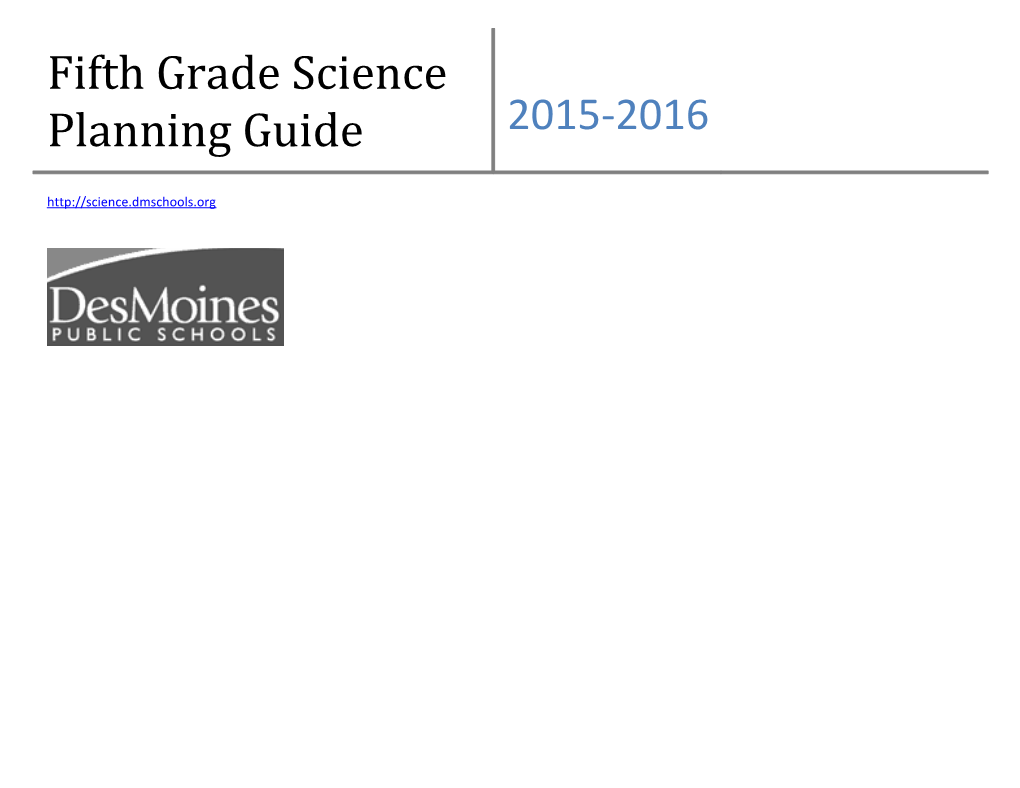 Fifth Grade Science Planning Guide