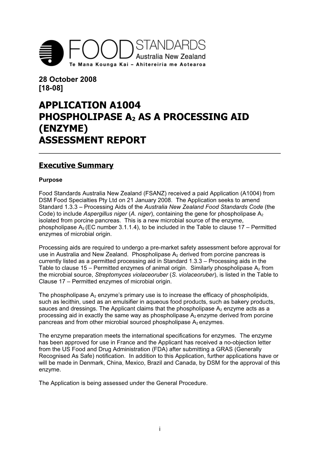 Phospholipase A2 As a Processing Aid (Enzyme) s1