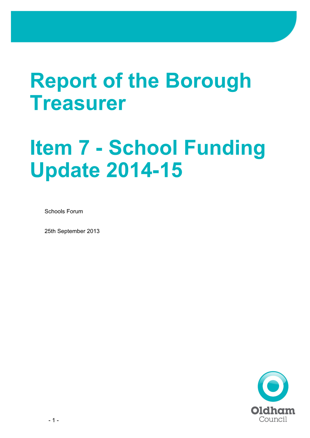 Report of the Borough Treasurer