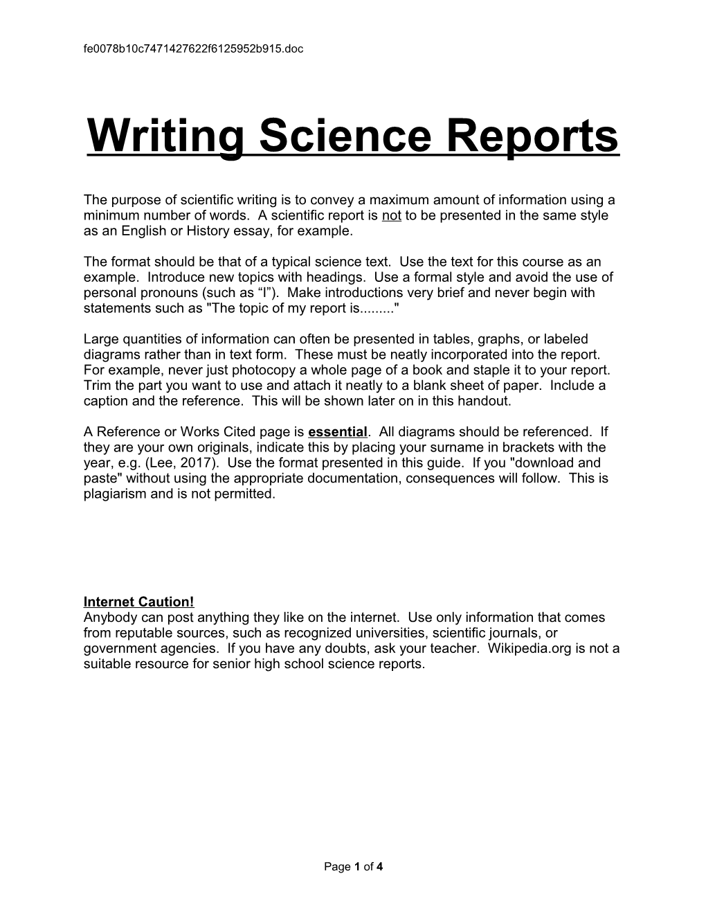 Writing Science Reports