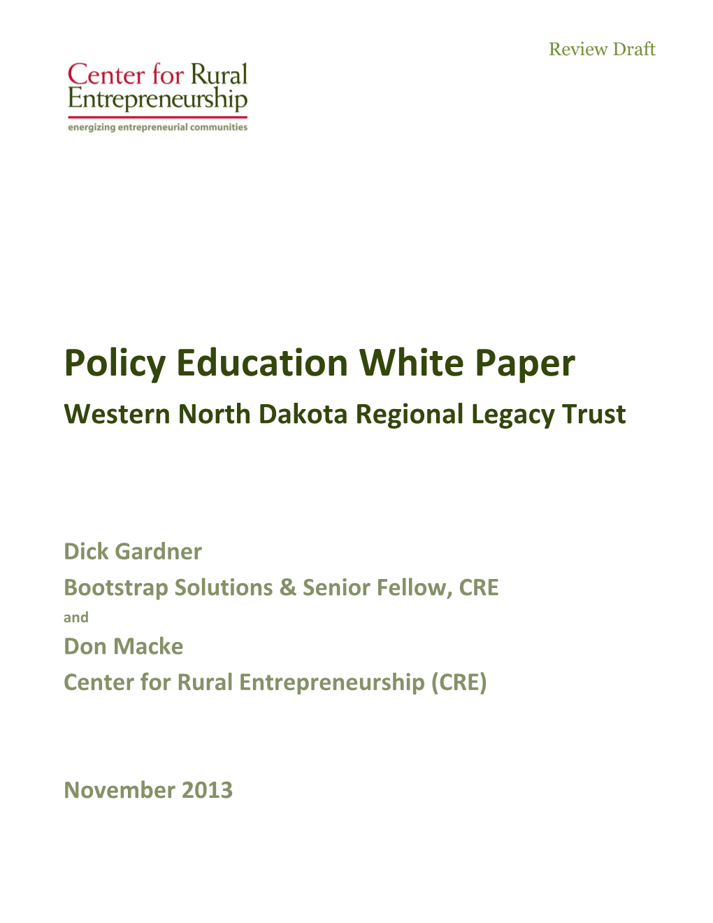 Policy Education White Paper