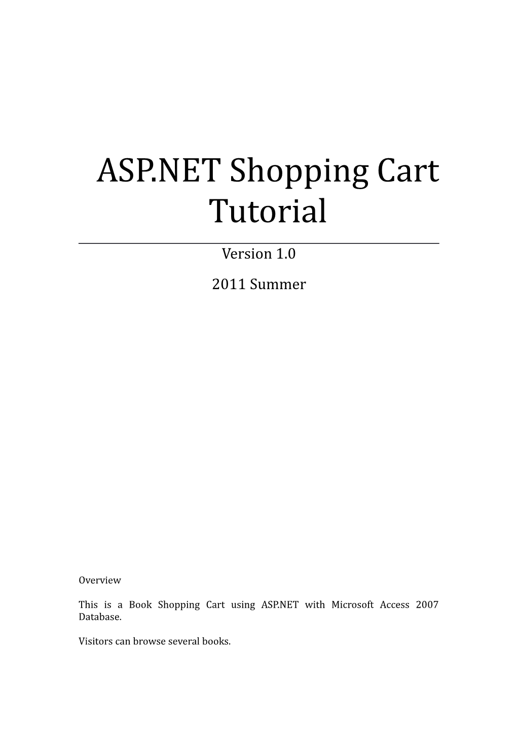 This Is a Book Shopping Cart Using ASP.NET with Microsoft Access 2007 Database