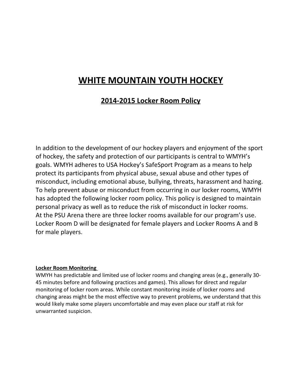 White Mountain Youth Hockey