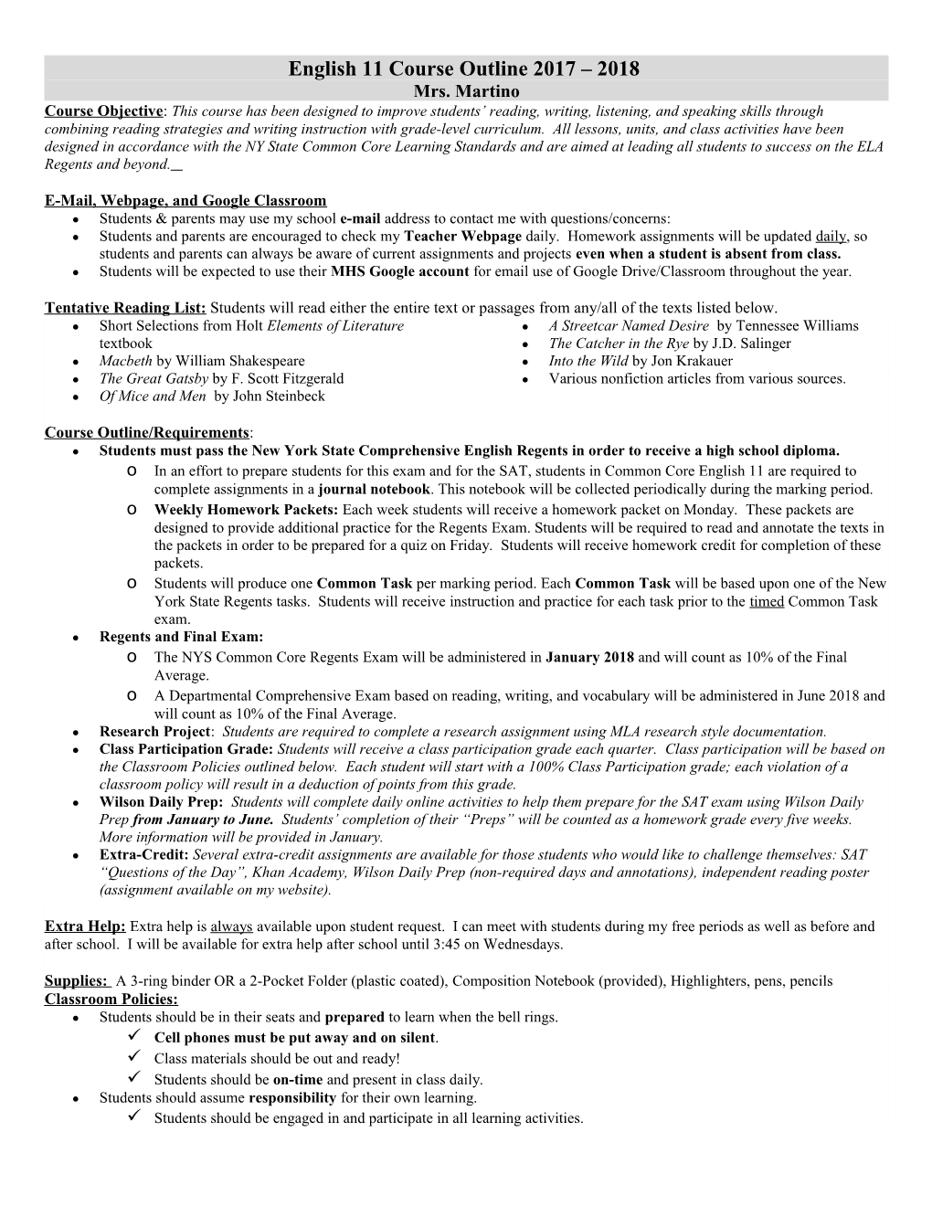 English 11 Course Outline 2017 2018