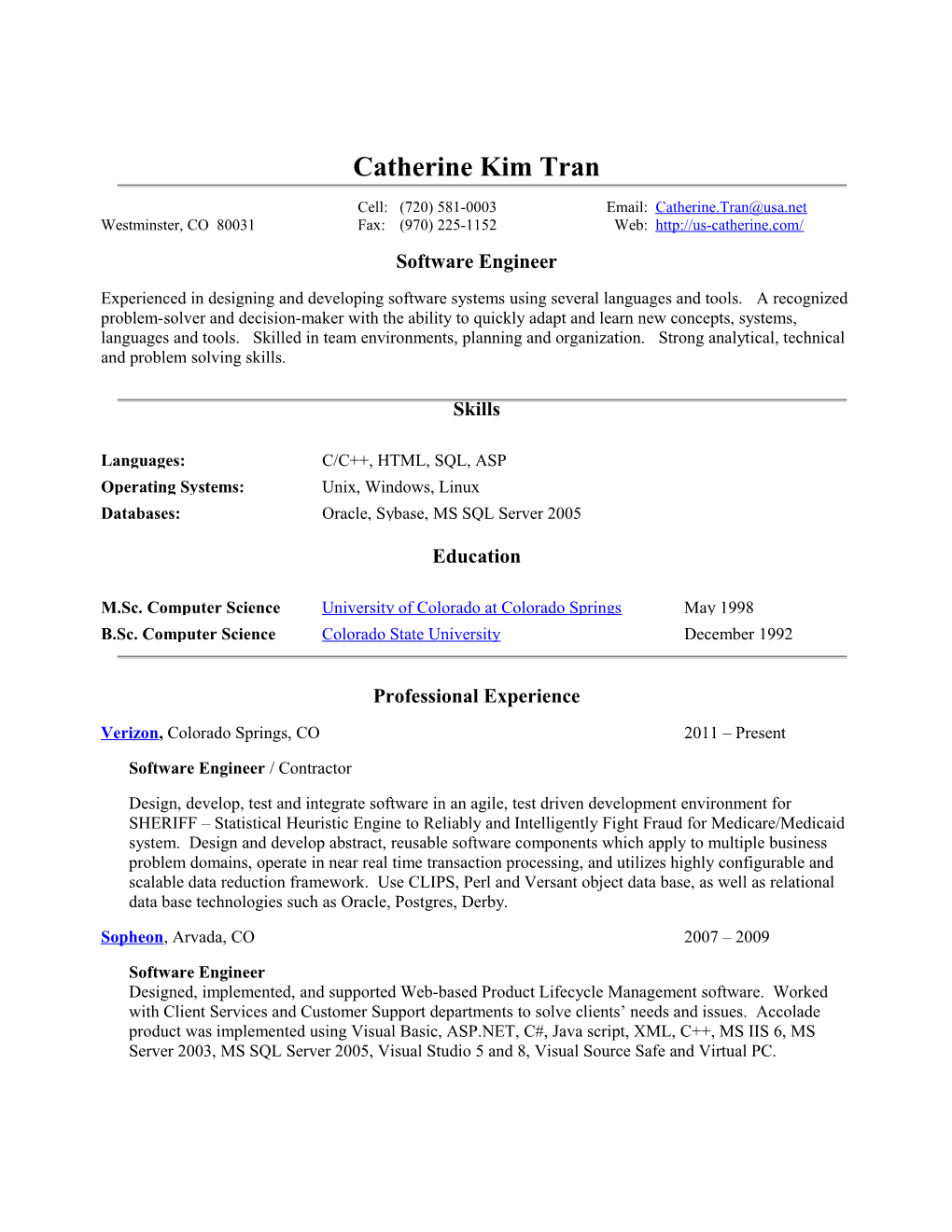 Resume - Catherine Kim Tran