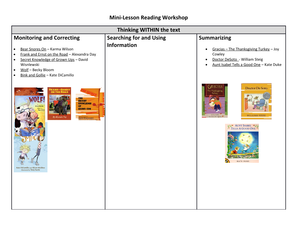 Mini-Lesson Reading Workshop
