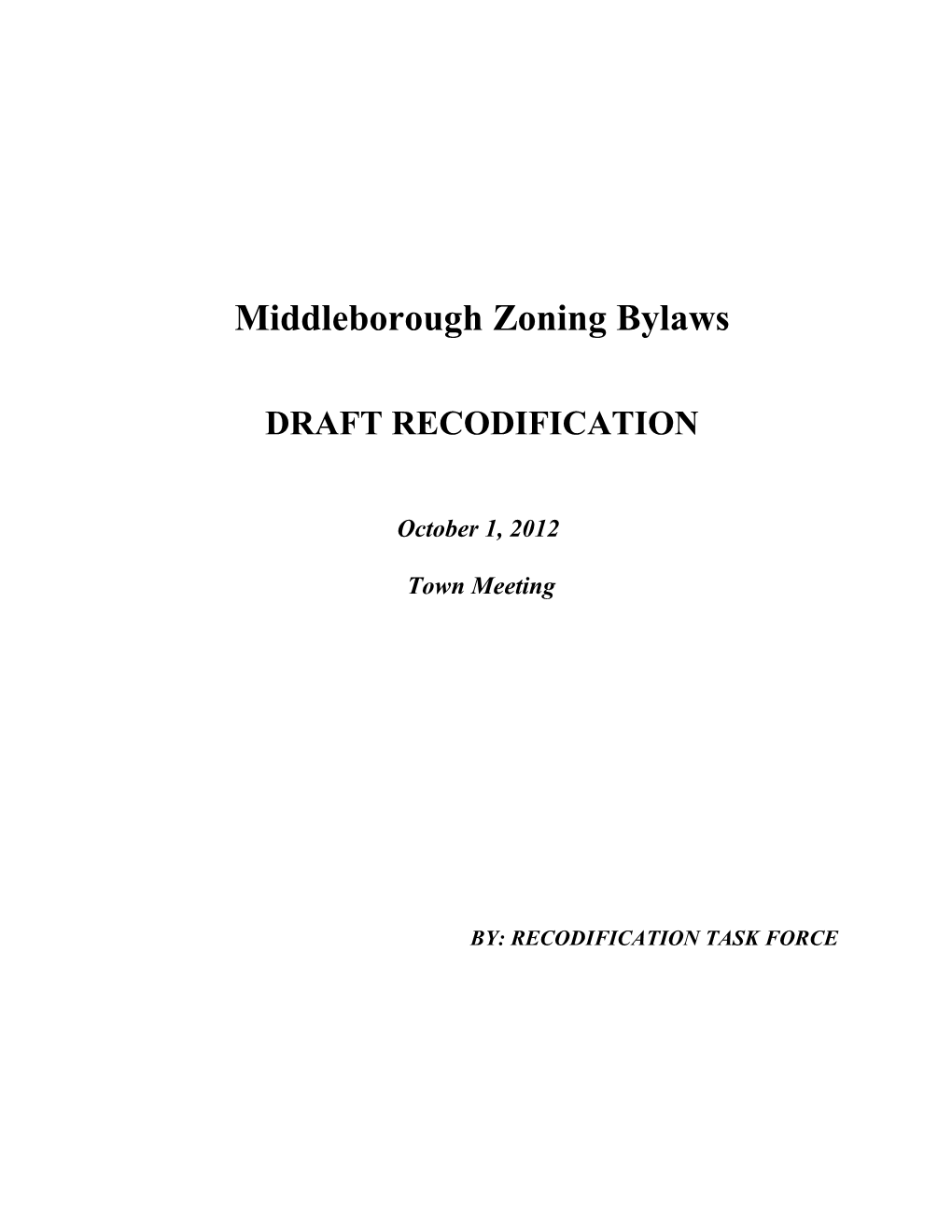 Middleborough Zoning By-Laws